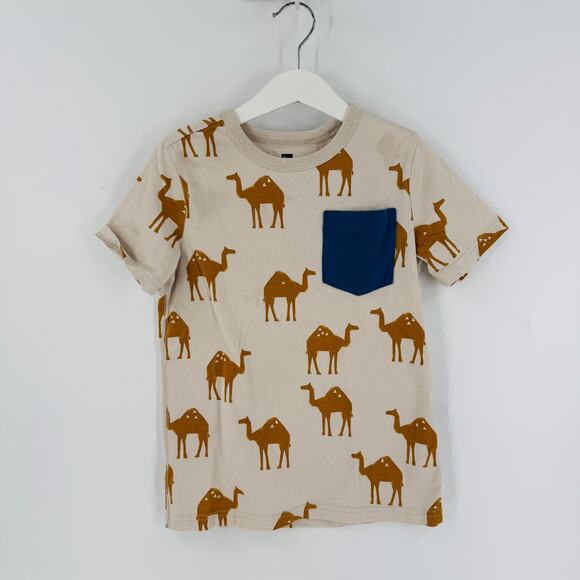 Tea Other - Tea Collection Cream Camel Print Pocket T-Shirt Boys Size 8
